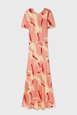 SHORT SLEEVE BIAS DRESS RABBIT AMARANTH
