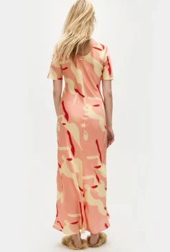 SHORT SLEEVE BIAS DRESS RABBIT AMARANTH