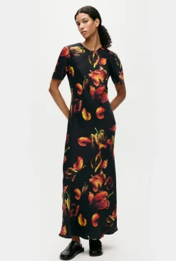SHORT SLEEVE BIAS DRESS TULIPA BLACK