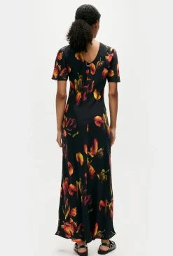SHORT SLEEVE BIAS DRESS TULIPA BLACK