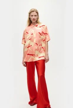 SHORT SLEEVE BOYFRIEND SHIRT RABBIT AMARANTH