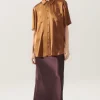 SHORT SLEEVE BOYFRIEND SHIRT VAN DYKE BROWN