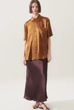 SHORT SLEEVE BOYFRIEND SHIRT VAN DYKE BROWN