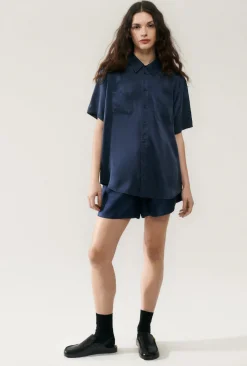 SHORT SLEEVE BOYFRIEND SHIRT MIDNIGHT