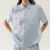 SHORT SLEEVE BOYFRIEND SHIRT SKY