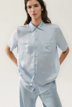 SHORT SLEEVE BOYFRIEND SHIRT SKY
