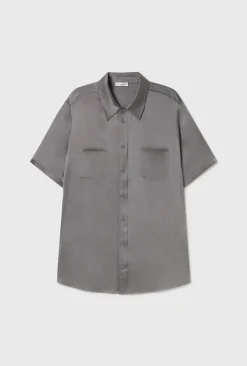 SHORT SLEEVE BOYFRIEND SHIRT GREY PEARL