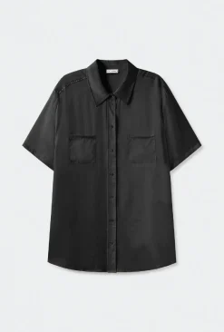 SHORT SLEEVE BOYFRIEND SHIRT BLACK
