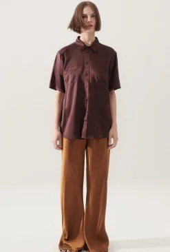 SHORT SLEEVE BOYFRIEND SHIRT CACAO
