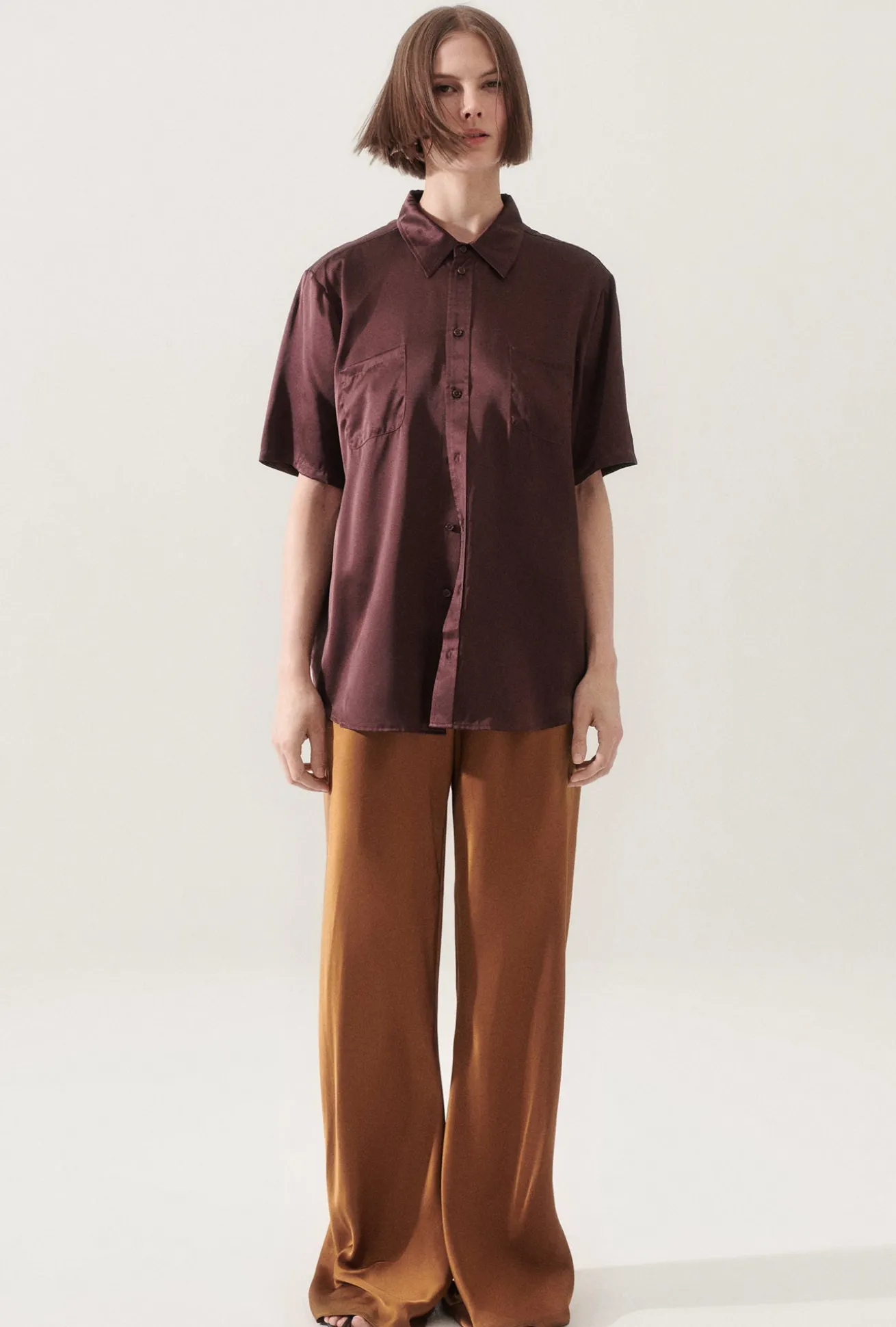 SHORT SLEEVE BOYFRIEND SHIRT CACAO