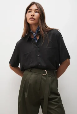 SHORT SLEEVE BOYFRIEND SHIRT BLACK