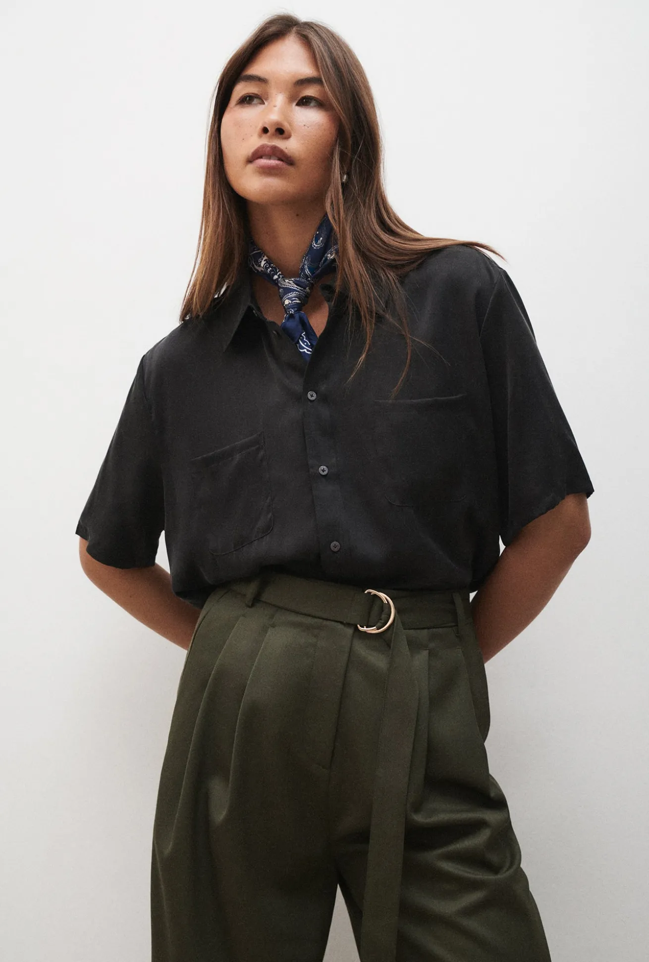 SHORT SLEEVE BOYFRIEND SHIRT BLACK