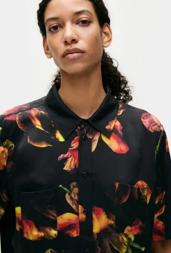 SHORT SLEEVE BOYFRIEND SHIRT TULIPA BLACK