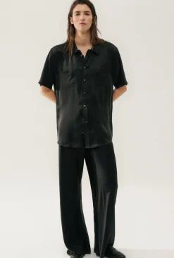 SHORT SLEEVE BOYFRIEND SHIRT BLACK