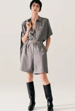 SHORT SLEEVE BOYFRIEND SHIRT GREY PEARL