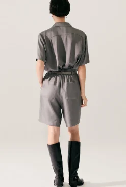 SHORT SLEEVE BOYFRIEND SHIRT GREY PEARL