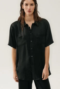 SHORT SLEEVE BOYFRIEND SHIRT BLACK