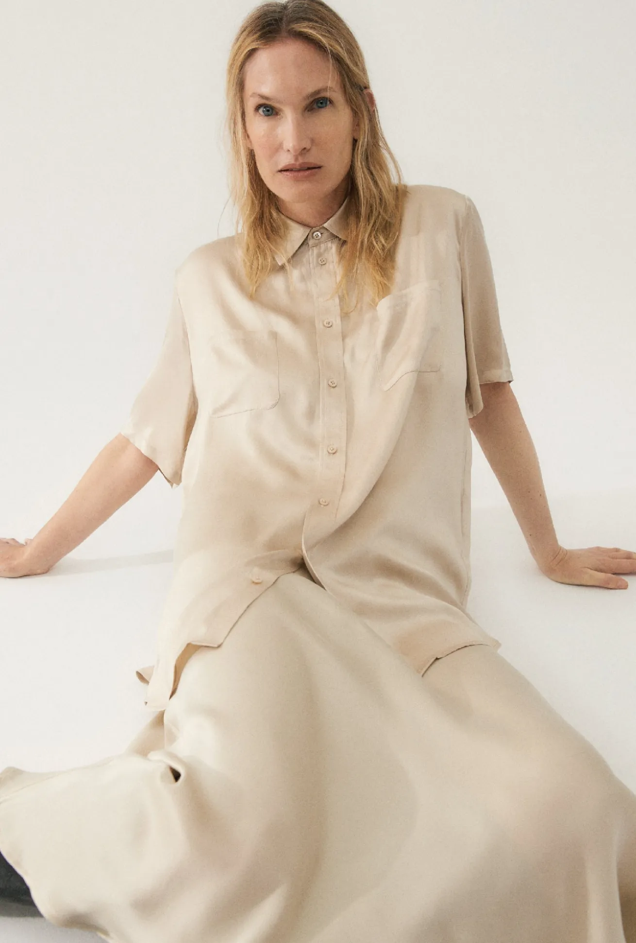 SHORT SLEEVE BOYFRIEND SHIRT HAZELNUT