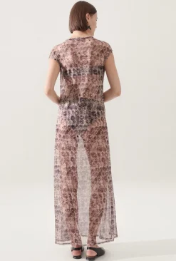 SILK MESH DRESS ASTER FLORAL
