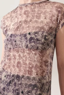 SILK MESH DRESS ASTER FLORAL