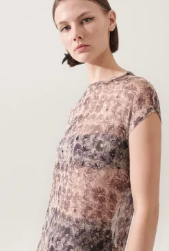 SILK MESH DRESS ASTER FLORAL