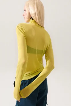 SILK MESH TURTLENECK ABSINTHE