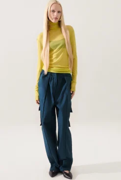 SILK MESH TURTLENECK ABSINTHE