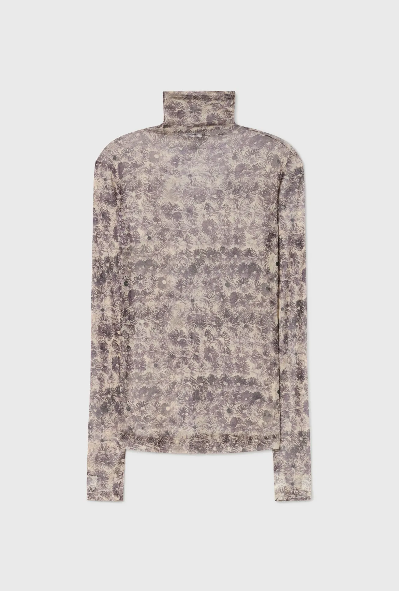 SILK MESH TURTLENECK ASTER FLORAL