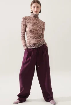 SILK MESH TURTLENECK ASTER FLORAL