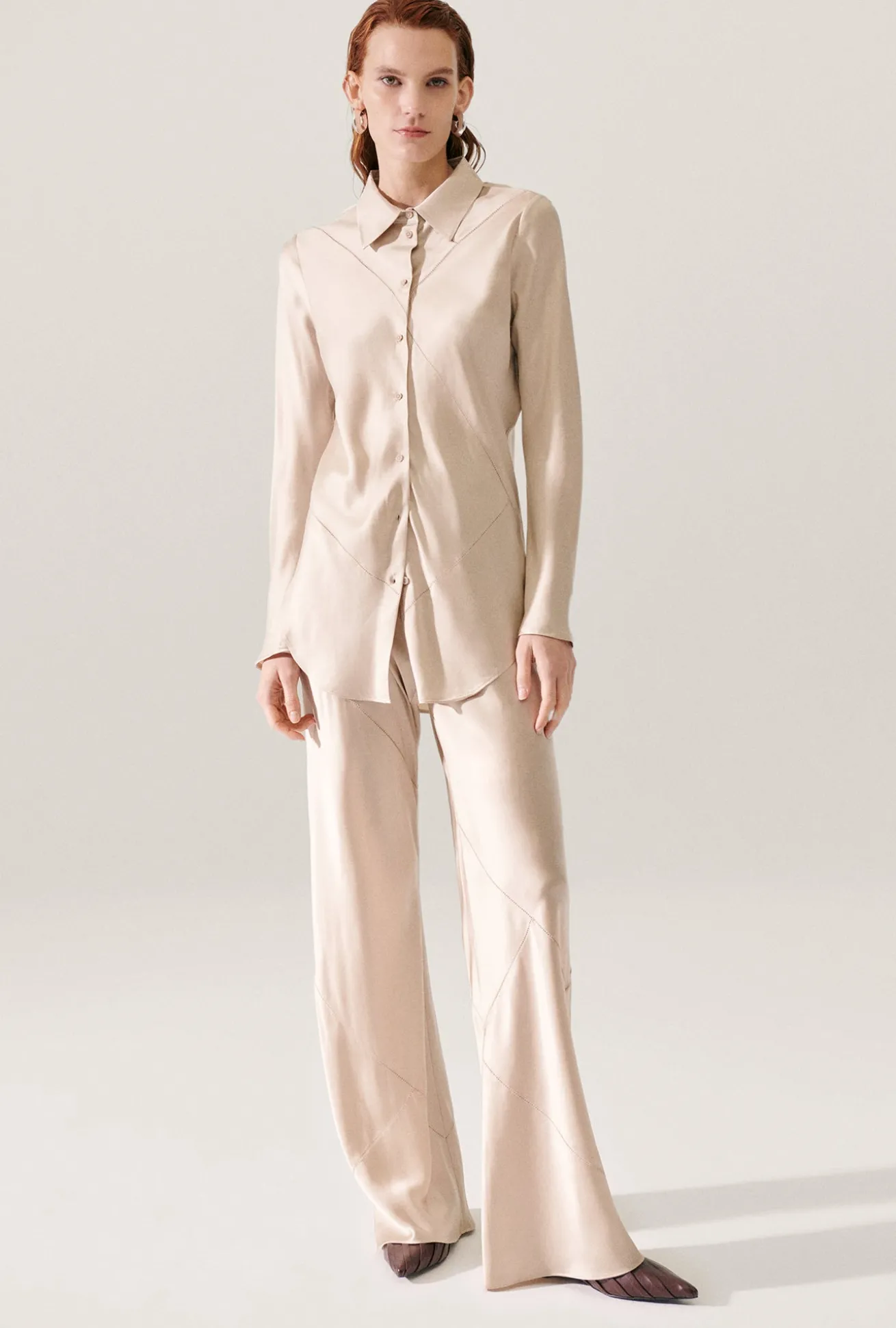 SPLICE BIAS CUT PANTS HAZELNUT