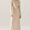 SPLICE FULL SLEEVE BIAS DRESS HAZELNUT