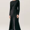 SPLICE FULL SLEEVE BIAS DRESS BLACK