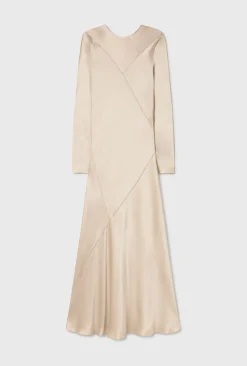 SPLICE FULL SLEEVE BIAS DRESS HAZELNUT
