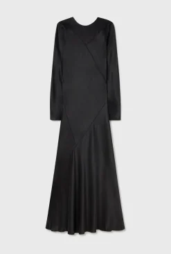 SPLICE FULL SLEEVE BIAS DRESS BLACK