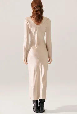 SPLICE FULL SLEEVE BIAS DRESS HAZELNUT