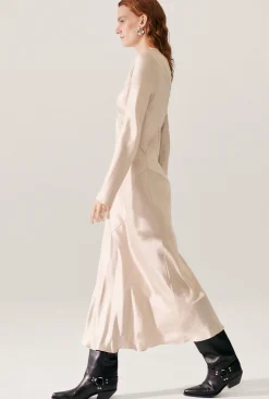 SPLICE FULL SLEEVE BIAS DRESS HAZELNUT