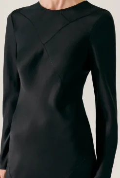 SPLICE FULL SLEEVE BIAS DRESS BLACK