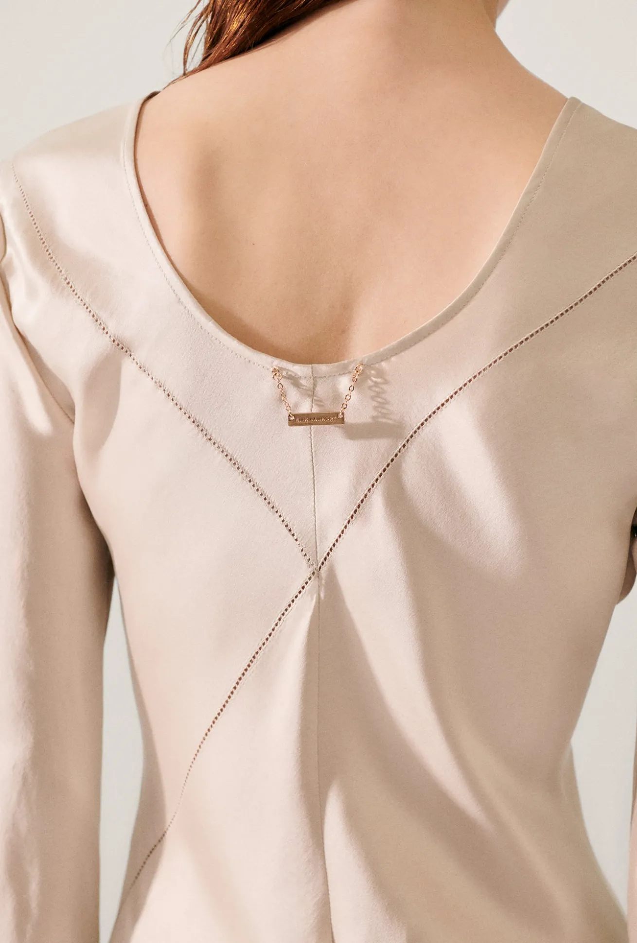 SPLICE FULL SLEEVE BIAS DRESS HAZELNUT