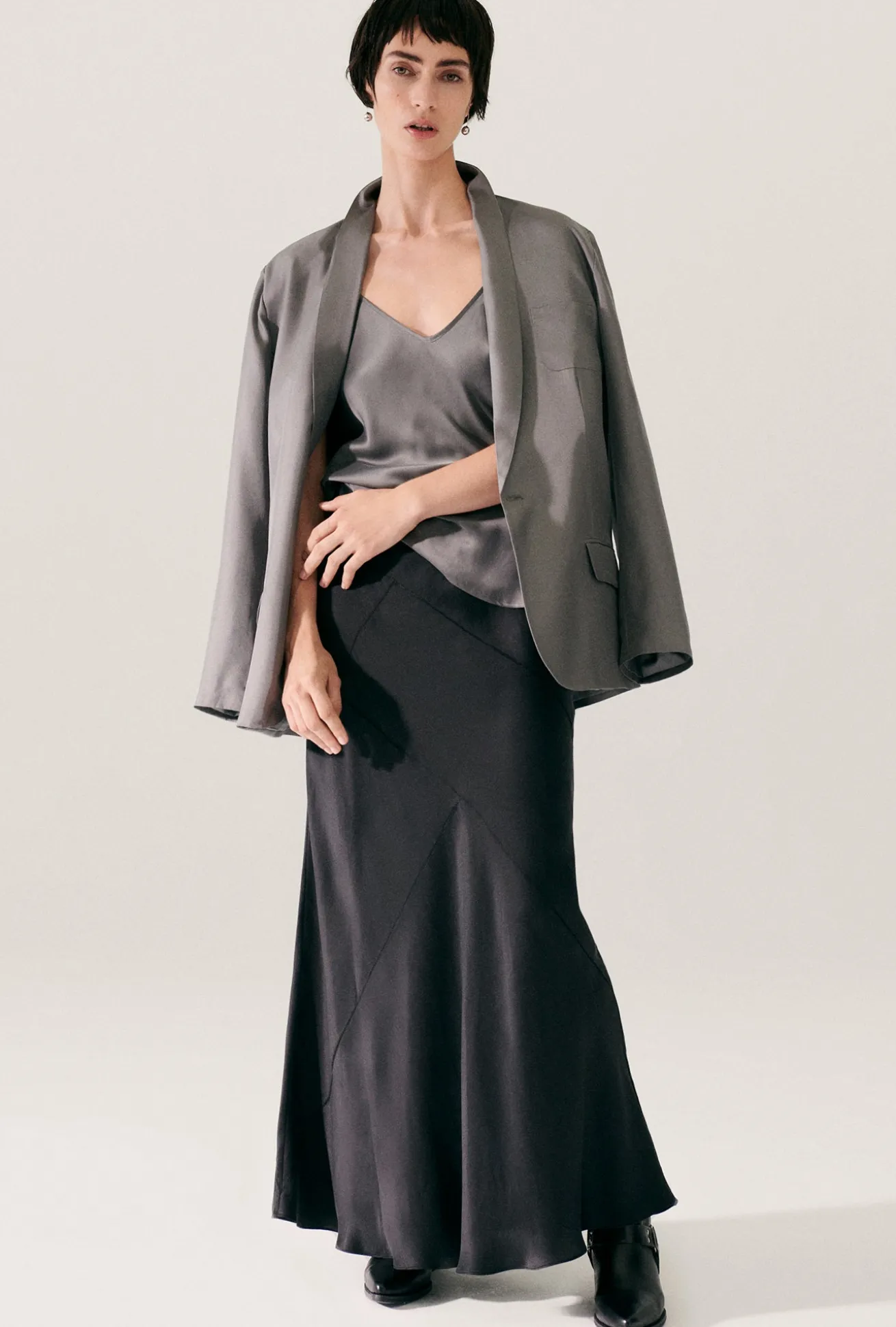 SPLICE LONG BIAS CUT SKIRT BLACK