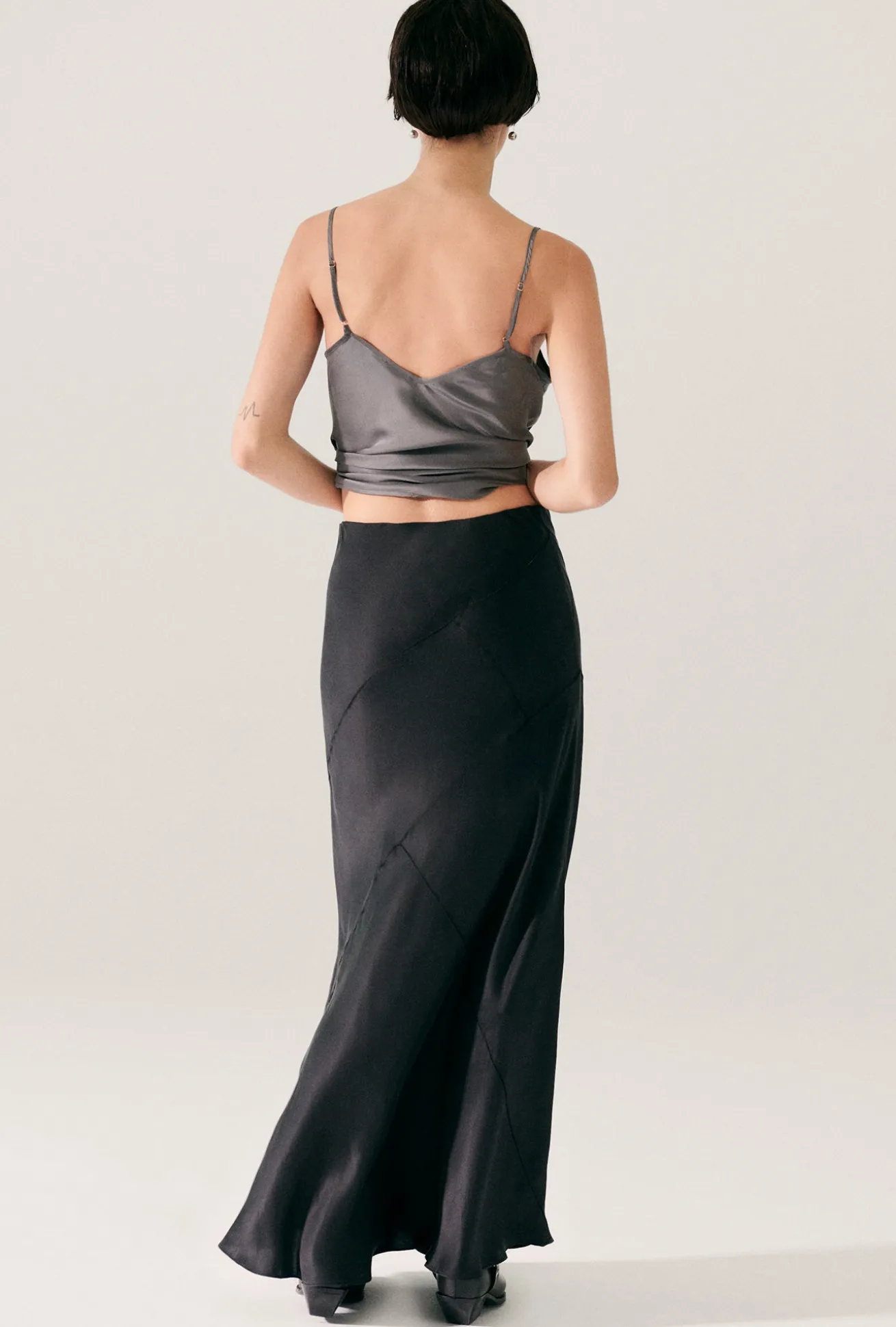 SPLICE LONG BIAS CUT SKIRT BLACK