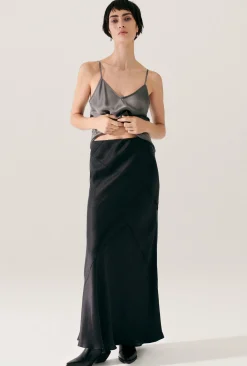 SPLICE LONG BIAS CUT SKIRT BLACK