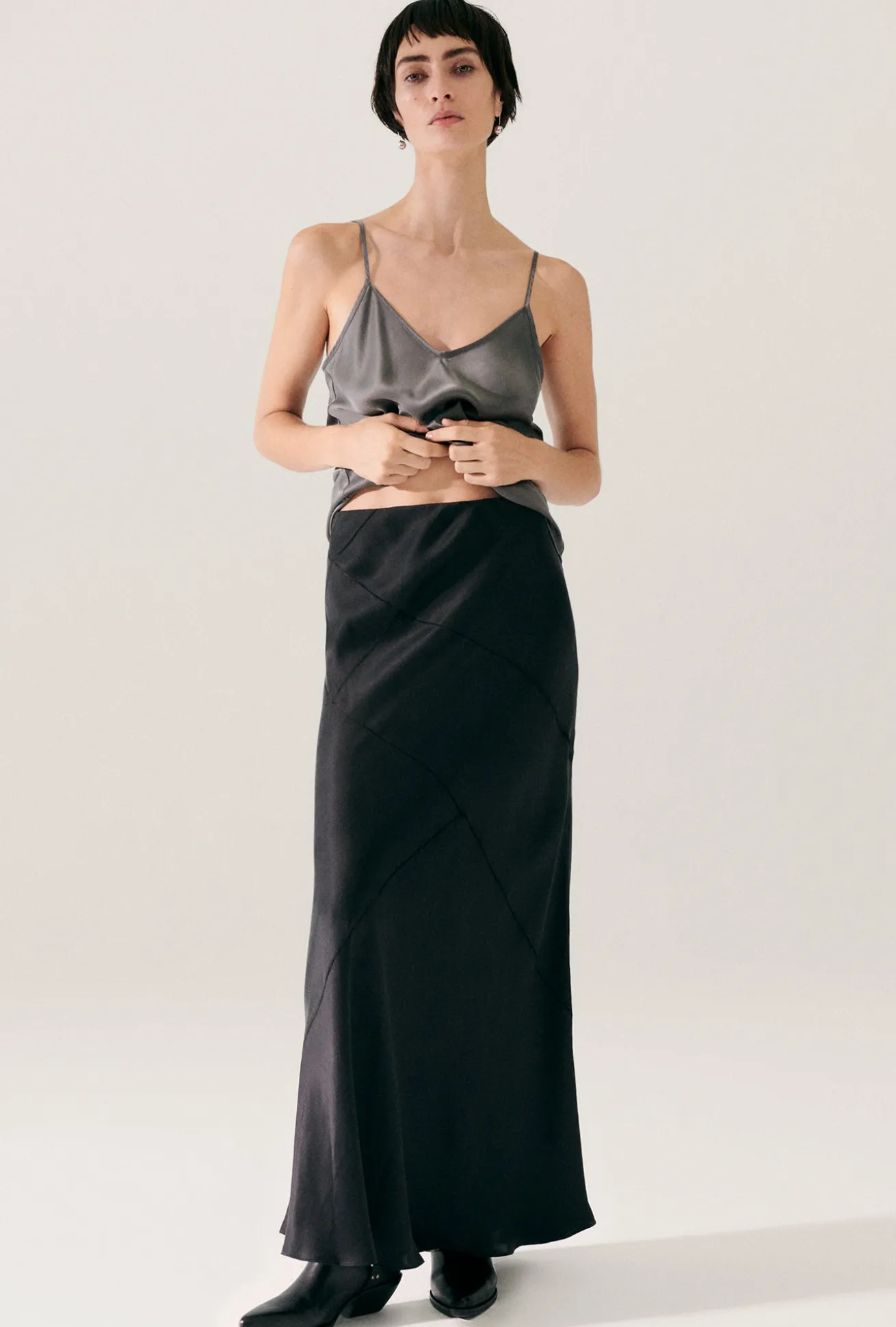 SPLICE LONG BIAS CUT SKIRT BLACK