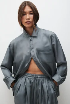 TWILL BOYFRIEND SHIRT 2.0 SLATE