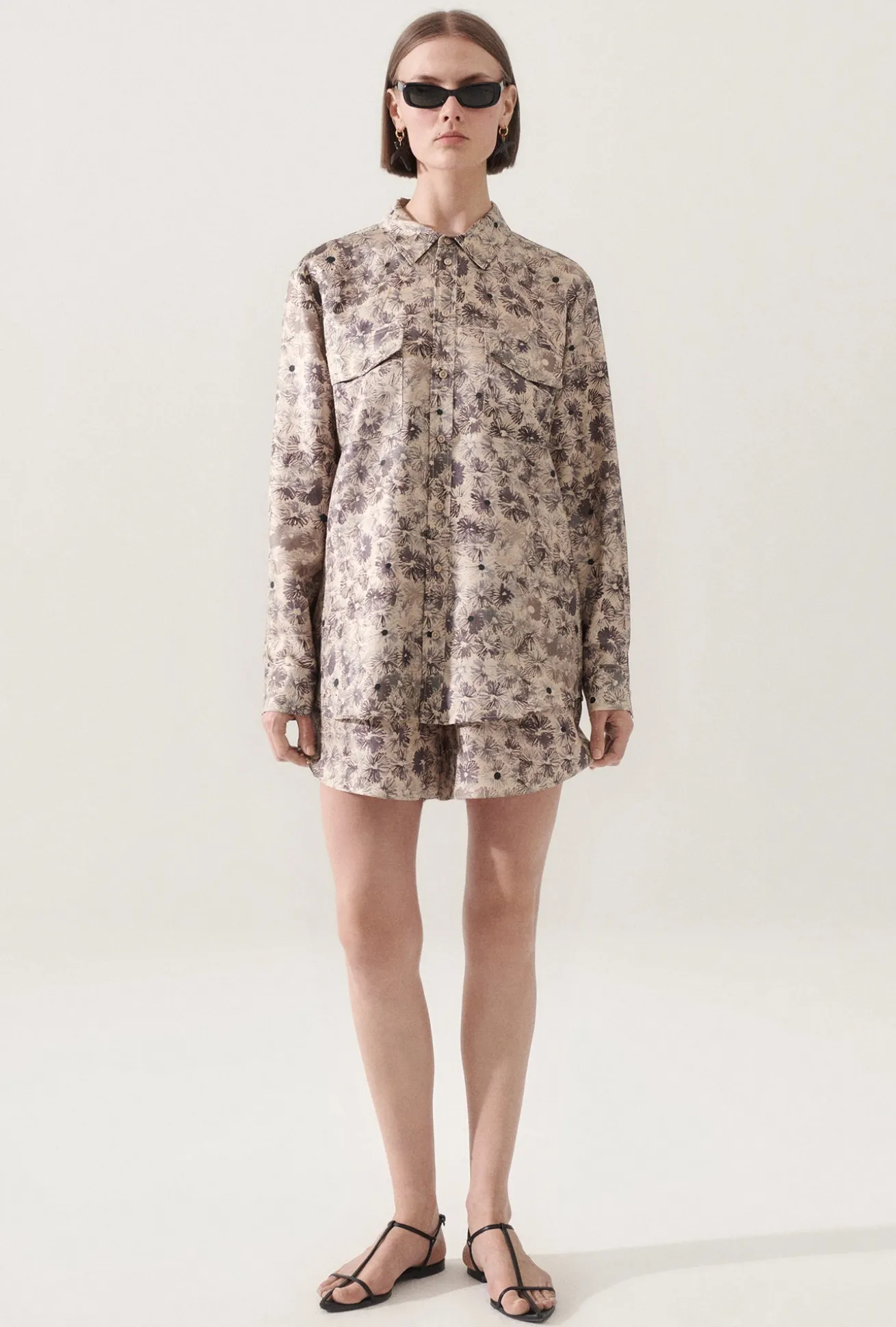 TWILL BOYFRIEND SHIRT ASTER FLORAL