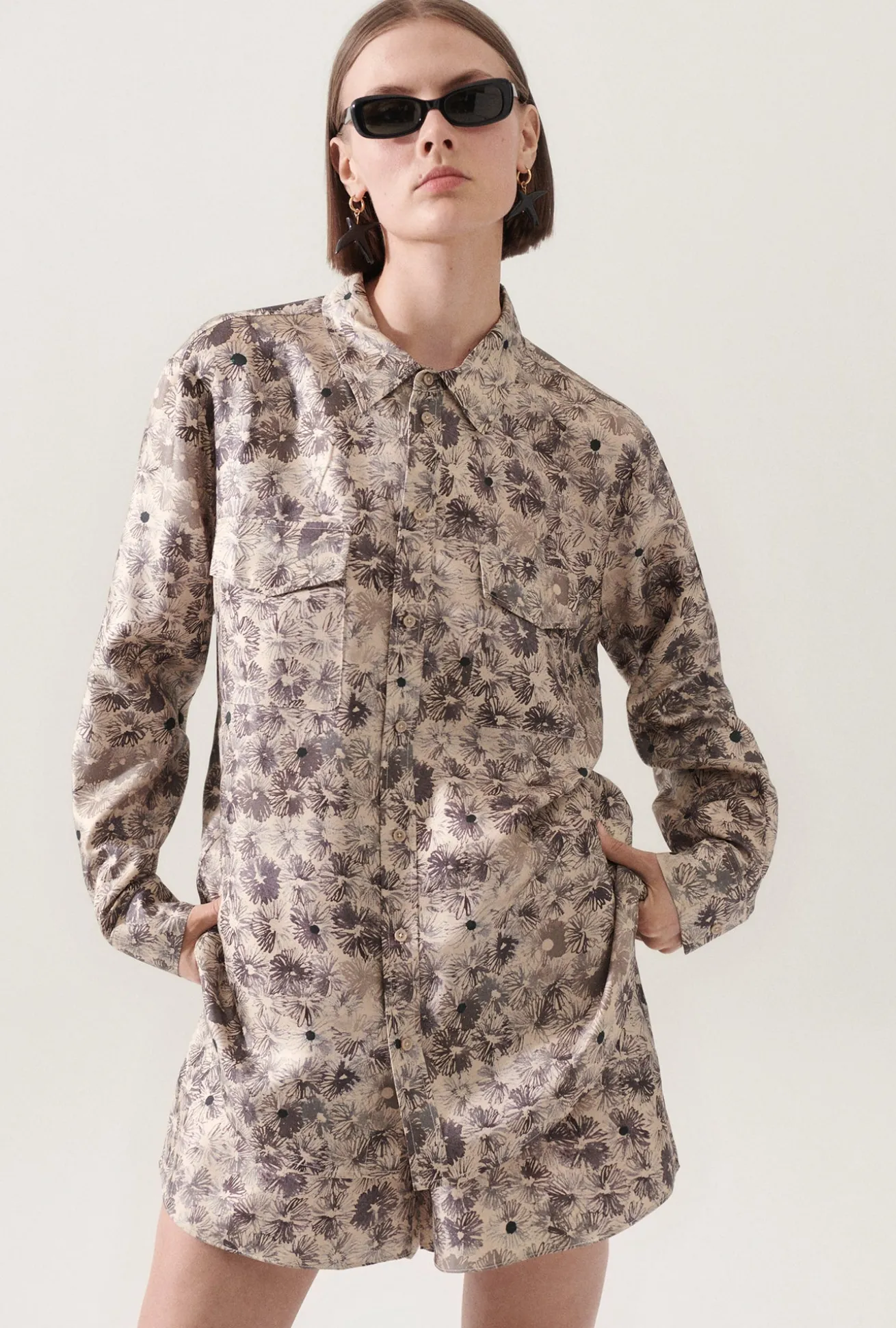 TWILL BOYFRIEND SHIRT ASTER FLORAL