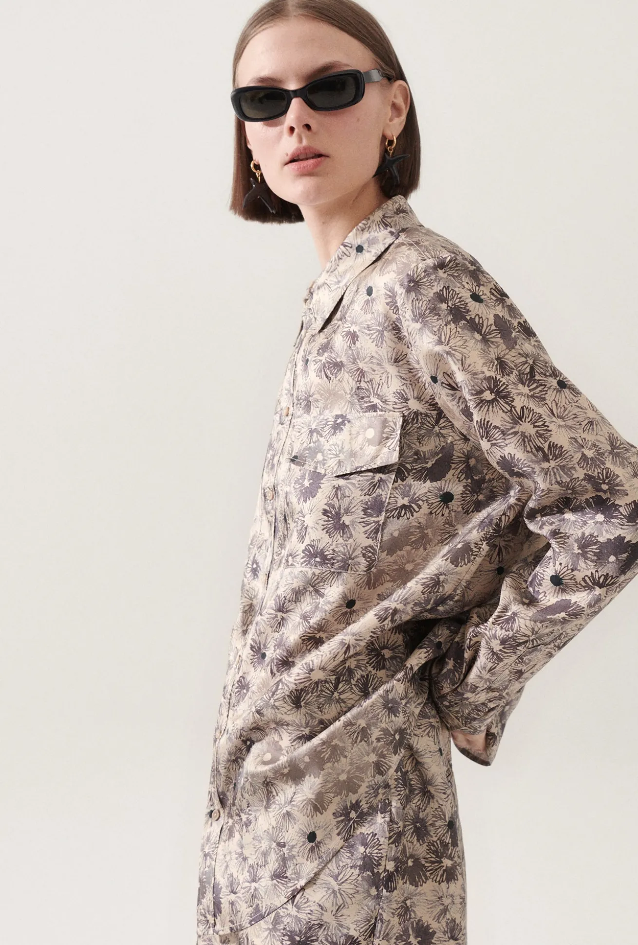 TWILL BOYFRIEND SHIRT ASTER FLORAL