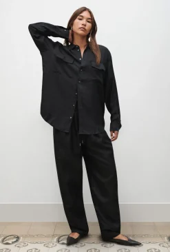TWILL BOYFRIEND SHIRT BLACK