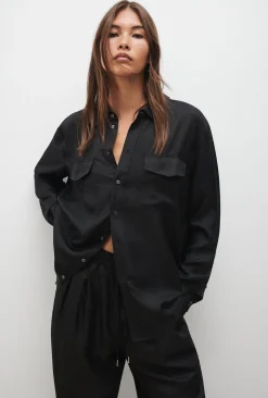 TWILL BOYFRIEND SHIRT BLACK