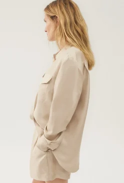 TWILL BOYFRIEND SHIRT HAZELNUT