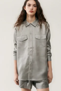 TWILL BOYFRIEND SHIRT MOON PINSTRIPE
